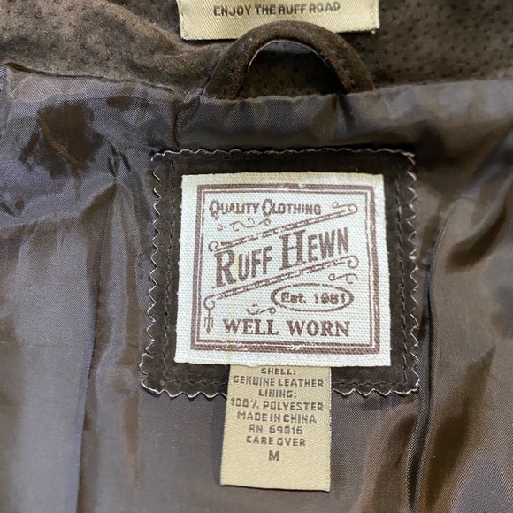 SOLD Ruff Hewn Womens - Full Zip Jacket Brown Black Genuine Leather - Size - Picture 6 of 10